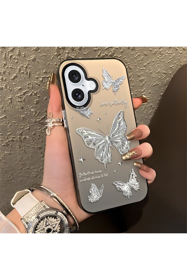 iPhone 16 Compatible Silicone Edge Hard Back Anti Fall Case Beautiful Patterns