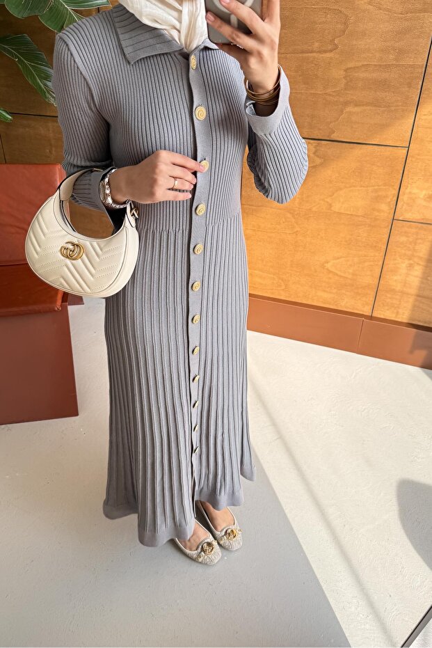 Aller Merserize Elbise Gri - 4