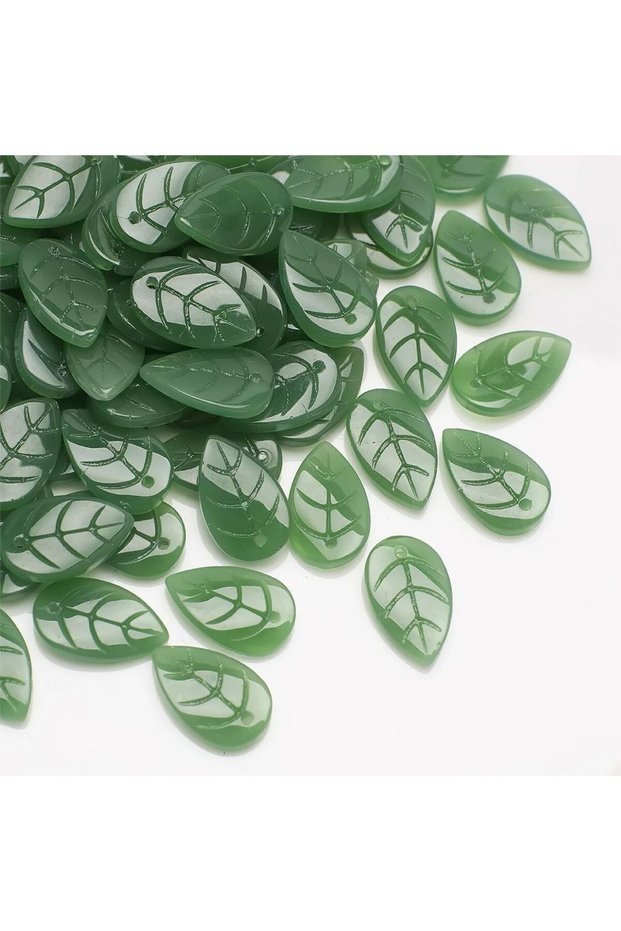 10x18mm 50pcs SLvYu 50Pcs 10x18mm Smooth Glass Leaf Beads Crystal Beads Loose Beads For Jewelry Maki