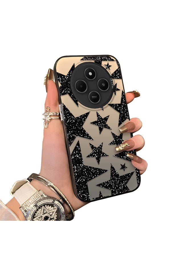 Xiaomi Redmi 14C Compatible Silicone Edge Hard Back Anti-Fall Case Star Patterns
