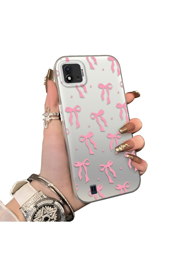 Realme C20/C20A Compatible Silicone Edge Hard Back Anti-Fall Case Butterfly Knot Patterns