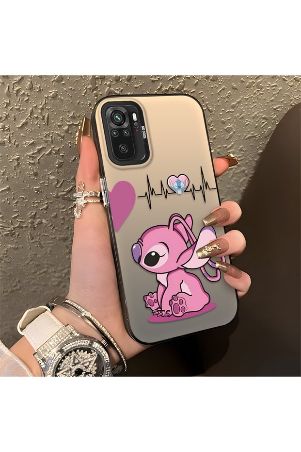 Xiaomi Redmi Note 10S Compatible Stitch Pair Pattern Case Silicone Edge Hard Back Anti-Fall
