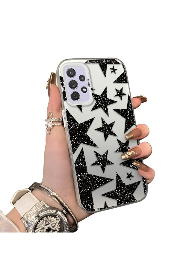Samsung Galaxy A72 Compatible Silicone Edge Hard Back Anti-Fall Case Star Patterns