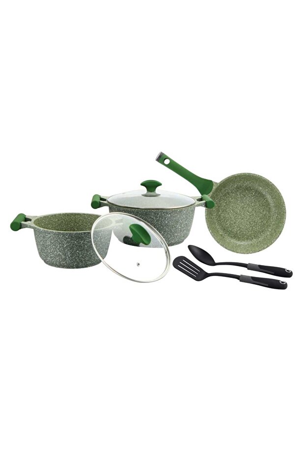 Granite Cookware Set, 7 pcs, Green, Induction Base, G655