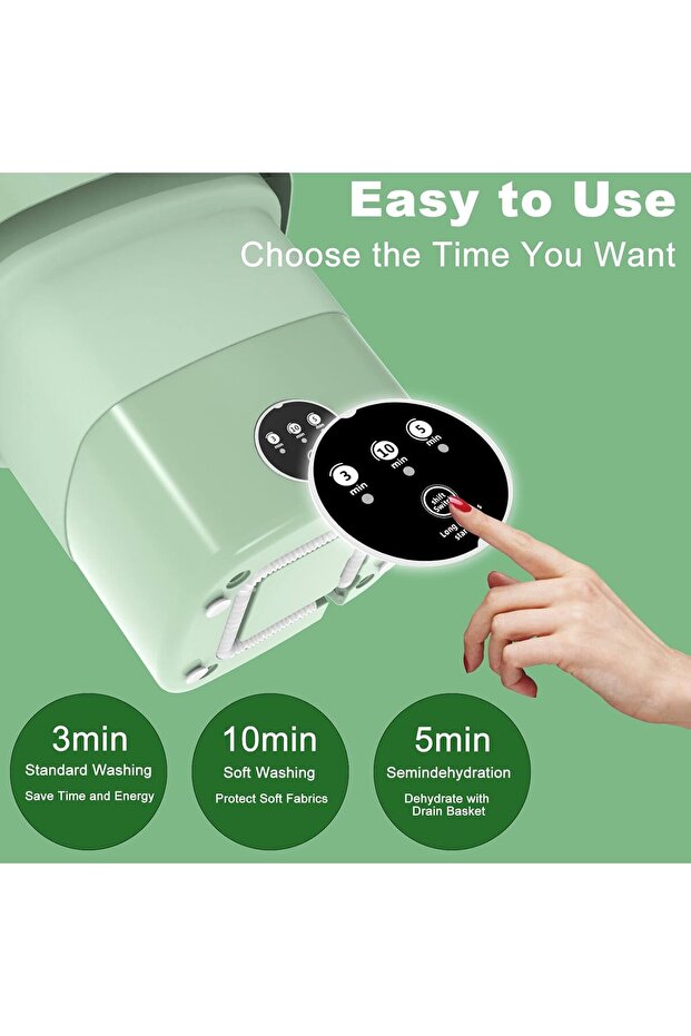 غسالة هوكور المحمولة القابلة للطي، سعة 8 لترات، غسالة صغيرة مزودة بوظيفة التجفيف للملابس الداخلية - 4