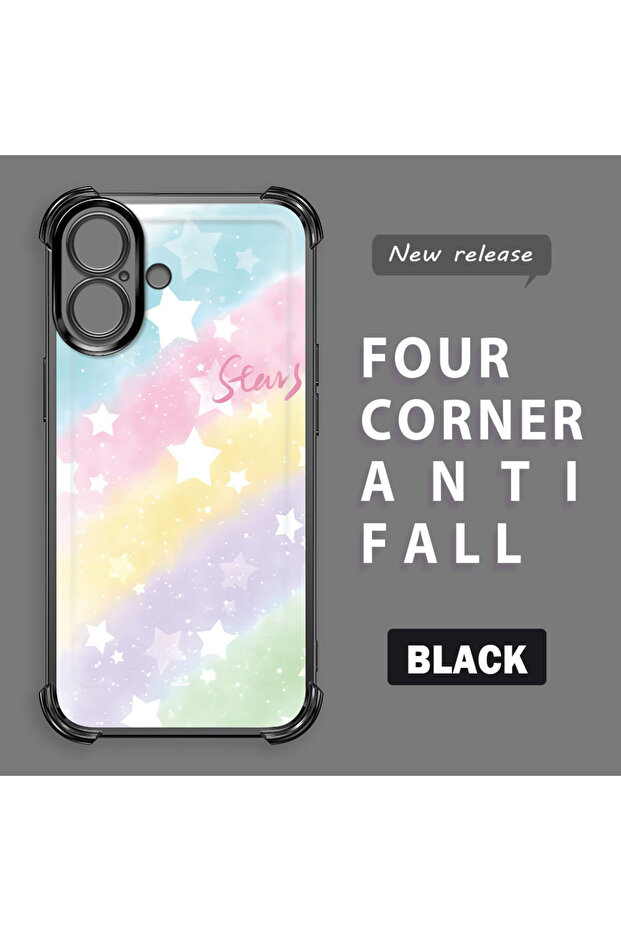 حافظة حماية من السيليكون الشفاف المتوافقة مع iPhone 16 بأنماط قوس قزح - 2