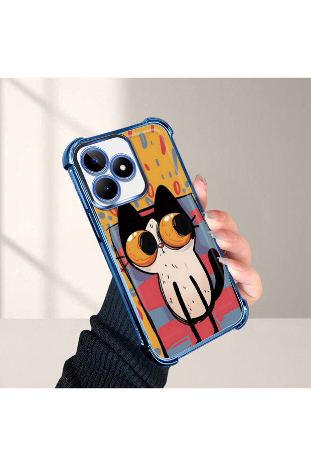 حافظة واقية من السيليكون الشفاف المتوافقة مع هاتف Realme C51 بأنماط القطط الصغيرة - 4