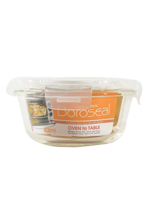Round Glass Container with Lid, 400 ml, Clear
