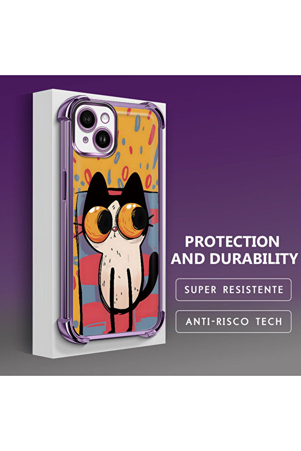 iPhone 14 Plus Compatible Transparent Silicone Flutter Protective Case Kitten Patterns - 1