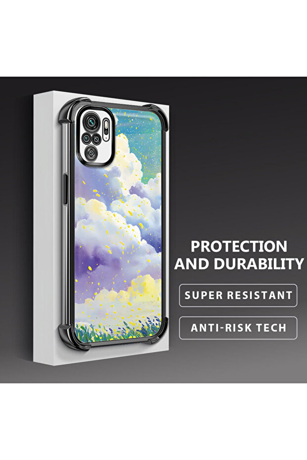حافظة حماية من السيليكون الشفاف المتوافقة مع هاتف Xiaomi Redmi Note 10، أنماط سحابية ملونة - 5