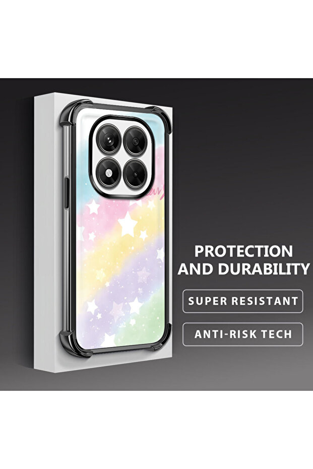 حافظة حماية من السيليكون الشفاف المتوافقة مع هاتف Xiaomi Redmi Note 14 Pro 4G بأنماط قوس قزح - 4