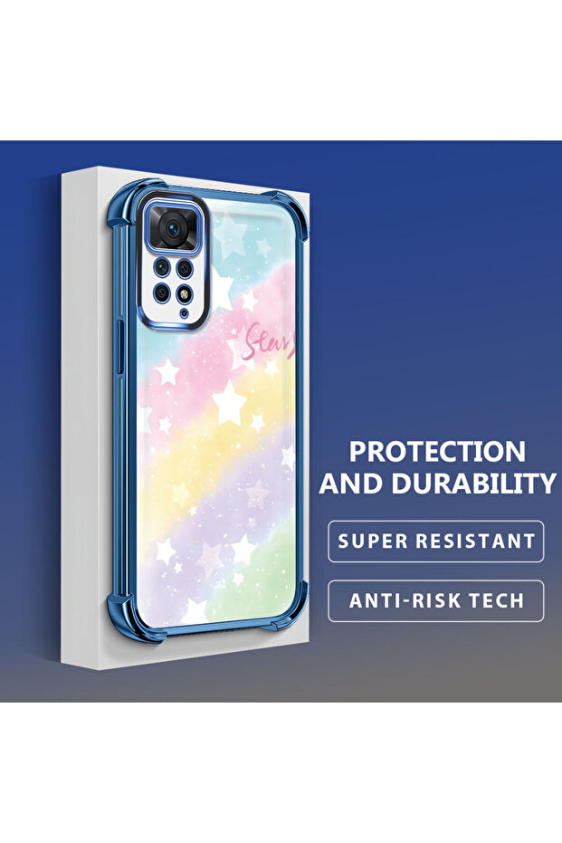 حافظة حماية من السيليكون الشفاف المتوافقة مع هاتف Xiaomi Redmi Note 11 Pro بأنماط قوس قزح - 4