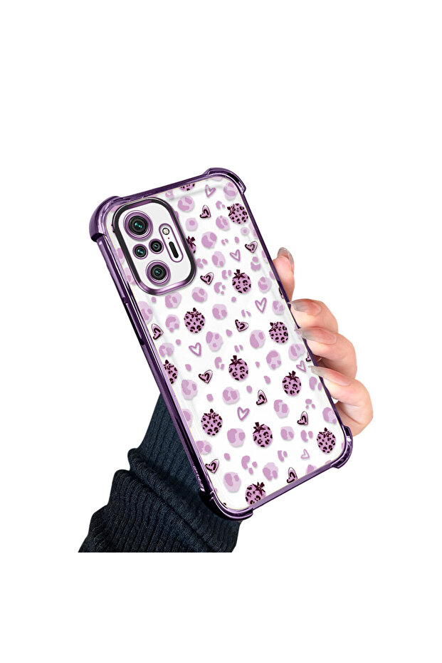 حافظة حماية من السيليكون الشفاف المتوافقة مع هاتف Xiaomi Redmi Note 10 Pro، بأنماط الفراولة - 3