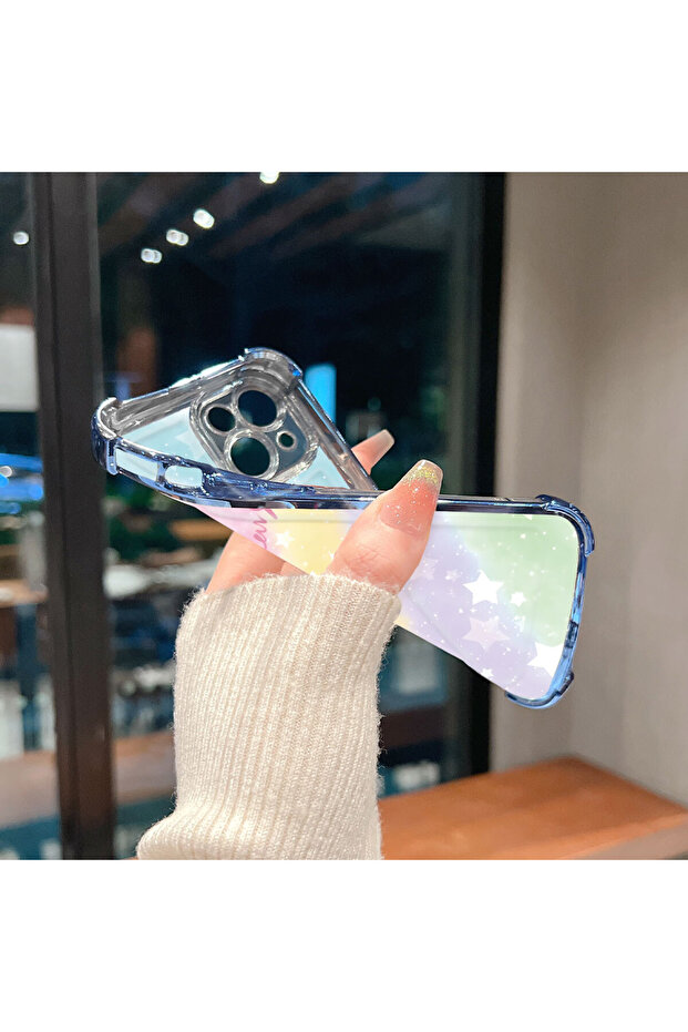 حافظة واقية من السيليكون الشفاف المتوافقة مع iPhone 16e بأنماط قوس قزح - 6