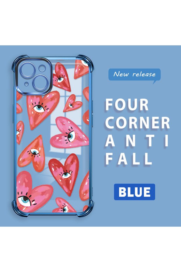 iPhone 14 Plus Compatible Transparent Silicone Flutter Protective Case Evil Eye Pattern