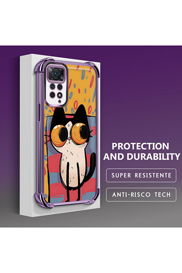 Xiaomi Redmi Note 11 Pro Compatible Transparent Silicone Flutter Protective Case Kitten Patterns - 1