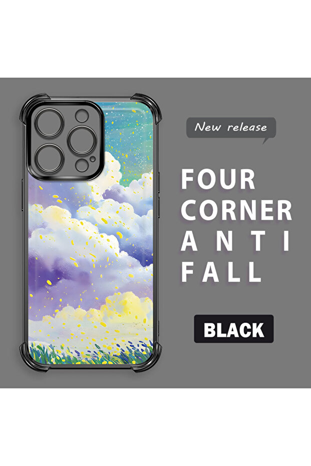 iPhone 14 Pro Compatible Transparent Silicone Flutter Protective Case Colorful Cloud Patterns - 2