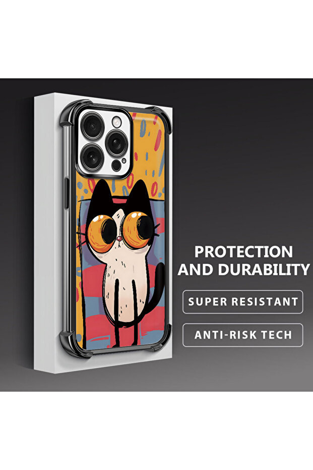 iPhone 16 Pro Compatible Transparent Silicone Flutter Protective Case Kitten Patterns - 1