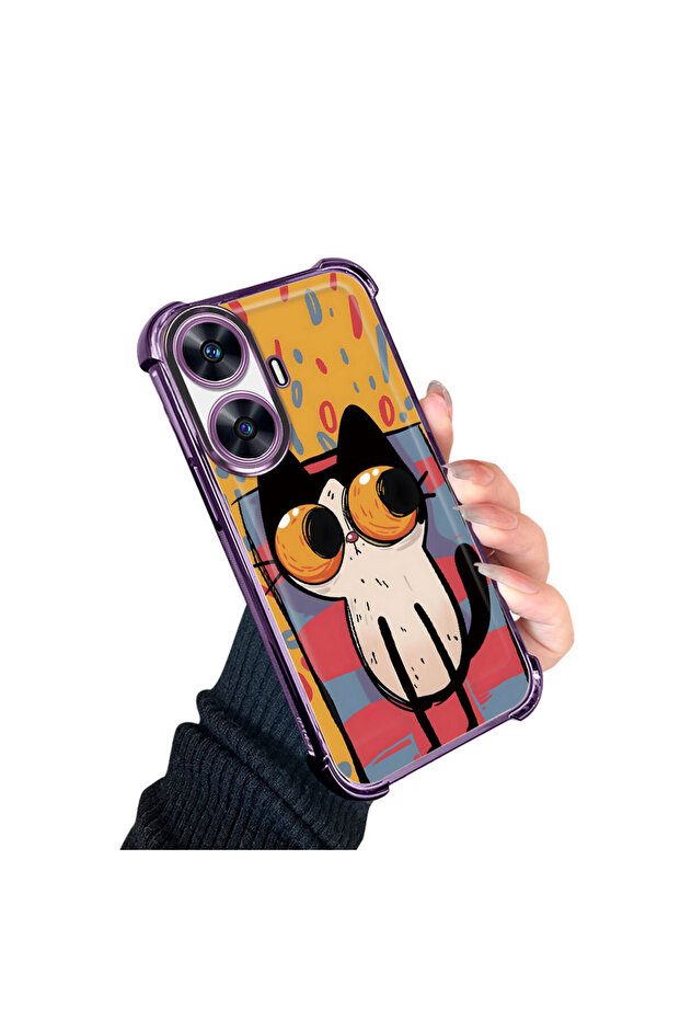 حافظة حماية من السيليكون الشفاف المتوافقة مع هاتف Realme C55 بأنماط القطط الصغيرة - 3