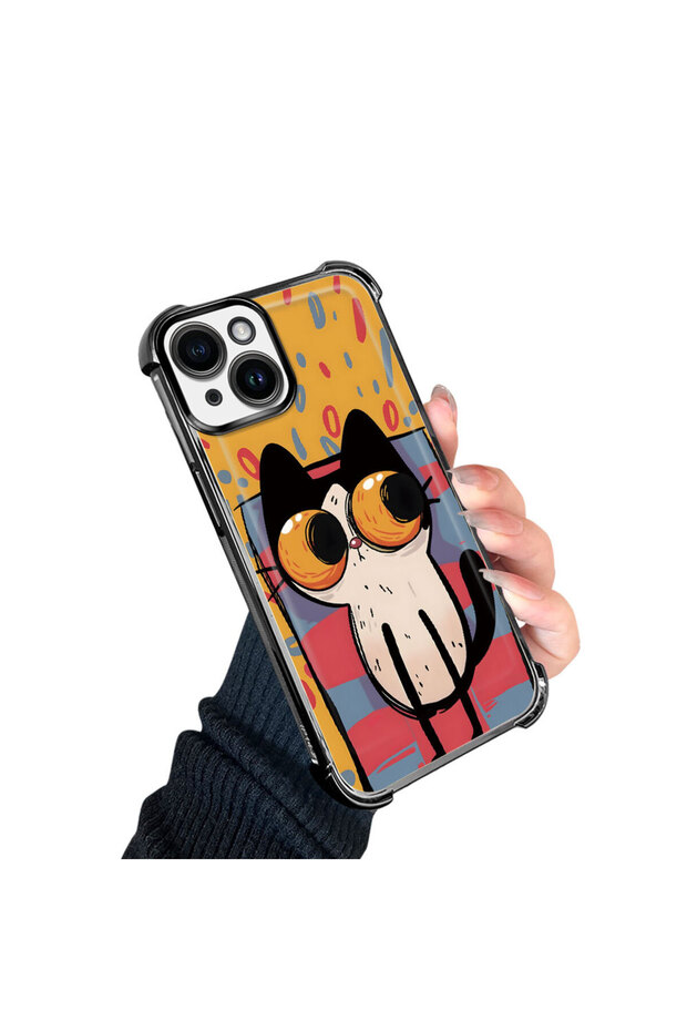 iPhone 14 Compatible Transparent Silicone Flutter Protective Case Kitten Patterns - 3