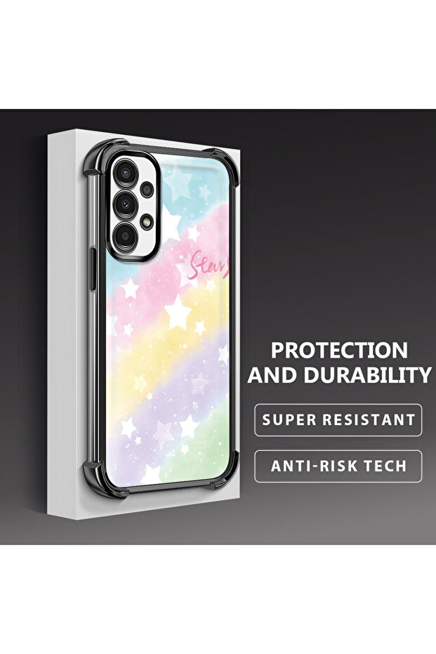 حافظة حماية من السيليكون الشفاف المتوافقة مع هاتف Samsung Galaxy A13 بأنماط قوس قزح - 4