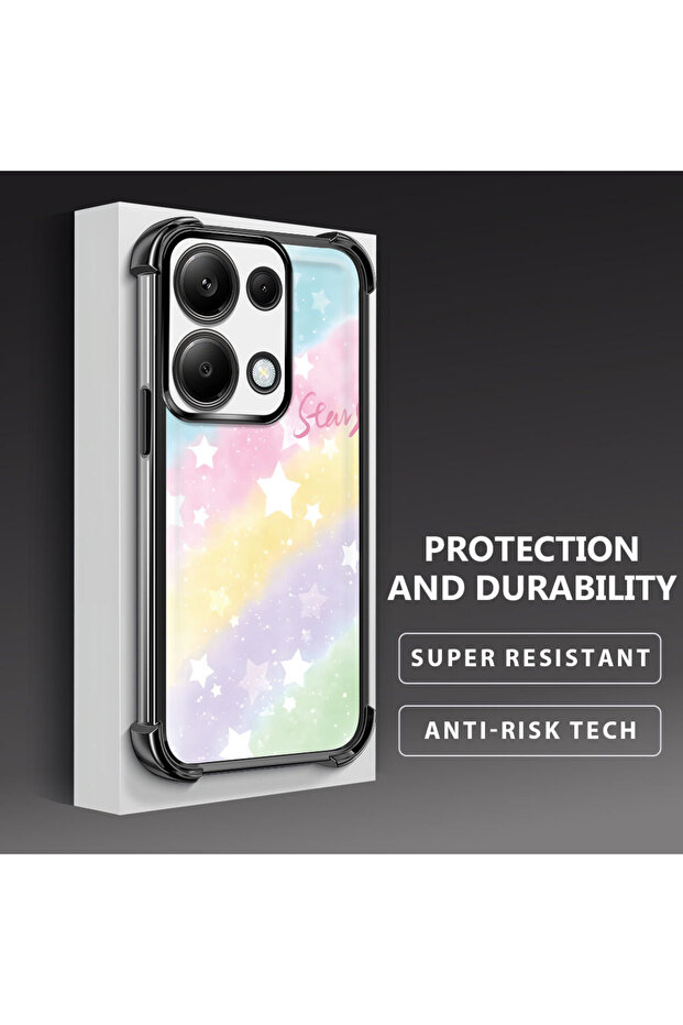 حافظة حماية من السيليكون الشفاف المتوافقة مع هاتف Xiaomi Redmi Note 13 Pro 4G بأنماط قوس قزح - 5