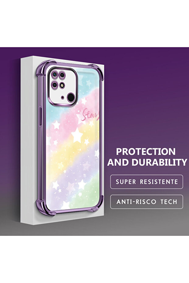 حافظة حماية من السيليكون الشفاف المتوافقة مع Xiaomi Redmi 10C بأنماط قوس قزح - 4