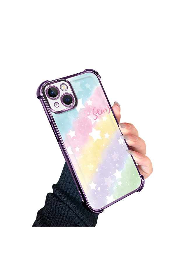 حافظة حماية من السيليكون الشفاف المتوافقة مع iPhone 13 بأنماط قوس قزح - 4