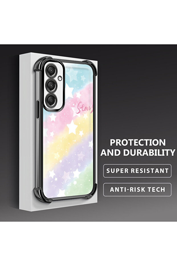 حافظة حماية من السيليكون الشفاف المتوافقة مع هاتف Samsung Galaxy A24 بأنماط قوس قزح - 4