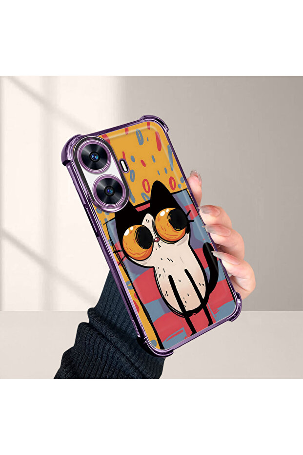 حافظة حماية من السيليكون الشفاف المتوافقة مع هاتف Realme C55 بأنماط القطط الصغيرة - 4