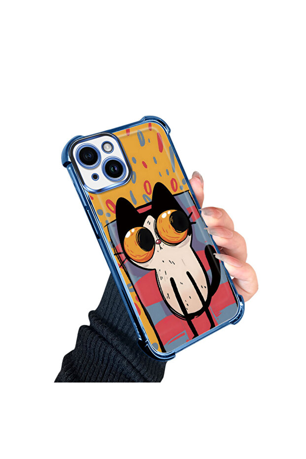 iPhone 14 Compatible Transparent Silicone Flutter Protective Case Kitten Patterns - 3