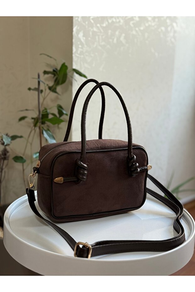 Knot Detailed Suede Women's Hand and Shoulder Bag