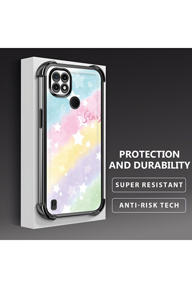 حافظة واقية من السيليكون الشفاف المتوافقة مع Realme C21 بأنماط قوس قزح - 4