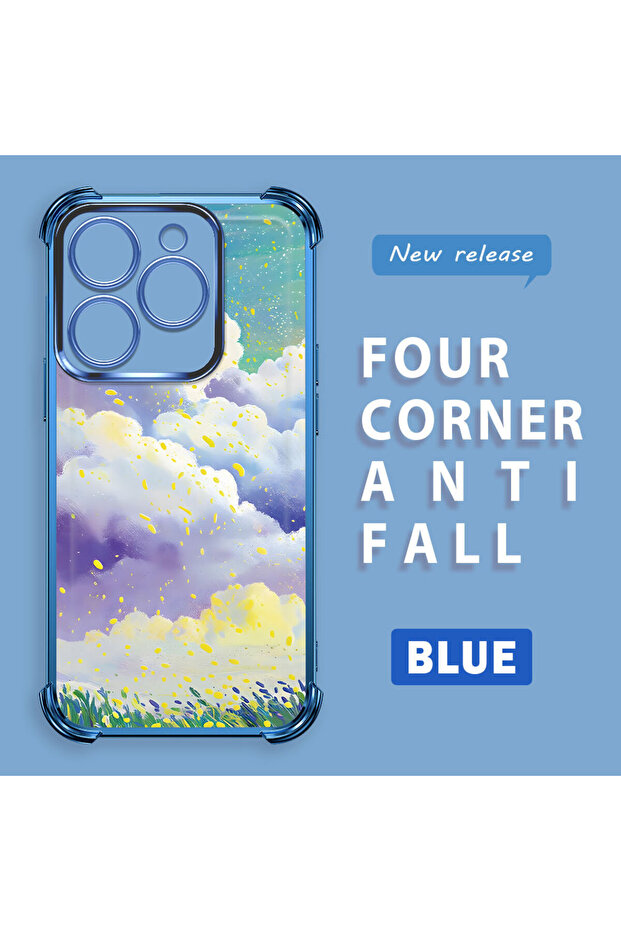 حافظة واقية من السيليكون الشفاف المتوافقة مع Tecno Spark 20/20C، أنماط سحابية ملونة - 2