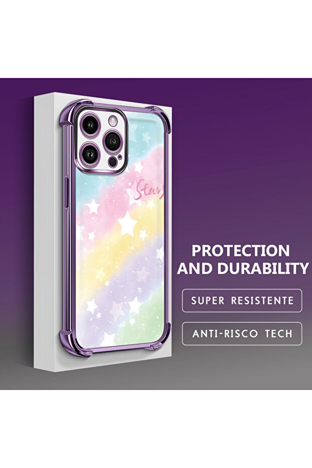 iPhone 14 Pro Max Compatible Transparent Silicone Flutter Protective Case Rainbow Patterns - 4