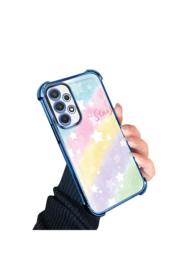 حافظة حماية من السيليكون الشفاف المتوافقة مع هاتف Samsung Galaxy A32 بأنماط قوس قزح - 3