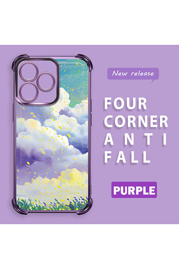 Realme Note 50 Compatible Transparent Silicone Flutter Protective Case Colorful Cloud Patterns - 2