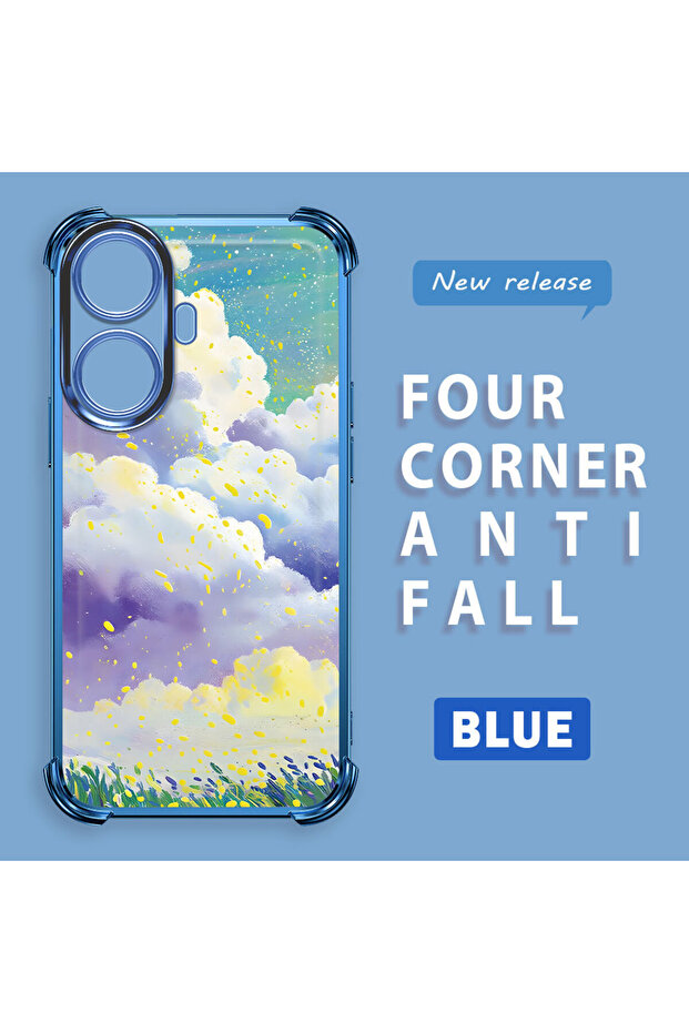 حافظة حماية من السيليكون الشفاف المتوافقة مع هاتف Realme C55، أنماط سحابية ملونة - 2