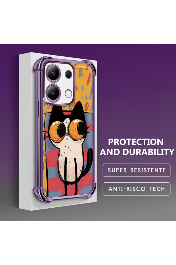 Xiaomi Redmi Note 13 Compatible Transparent Silicone Flutter Protective Case Kitten Patterns - 1