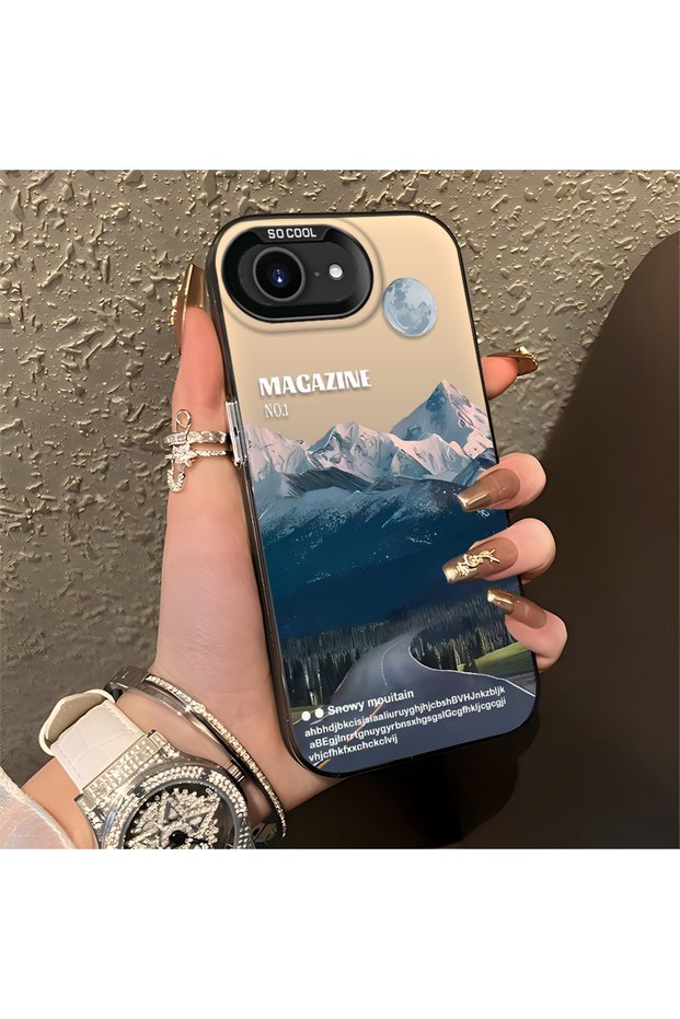 iPhone 16E Compatible Silicone Edge Hard Back Anti-Fall Case Mountain Peak Patterns