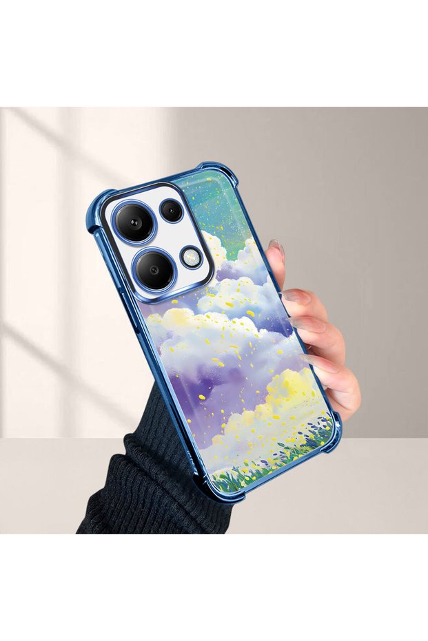 Xiaomi Poco M6 Pro 4g Compatible Transparent Silicone Flutter Protective Case Colorful Cloud Patterns