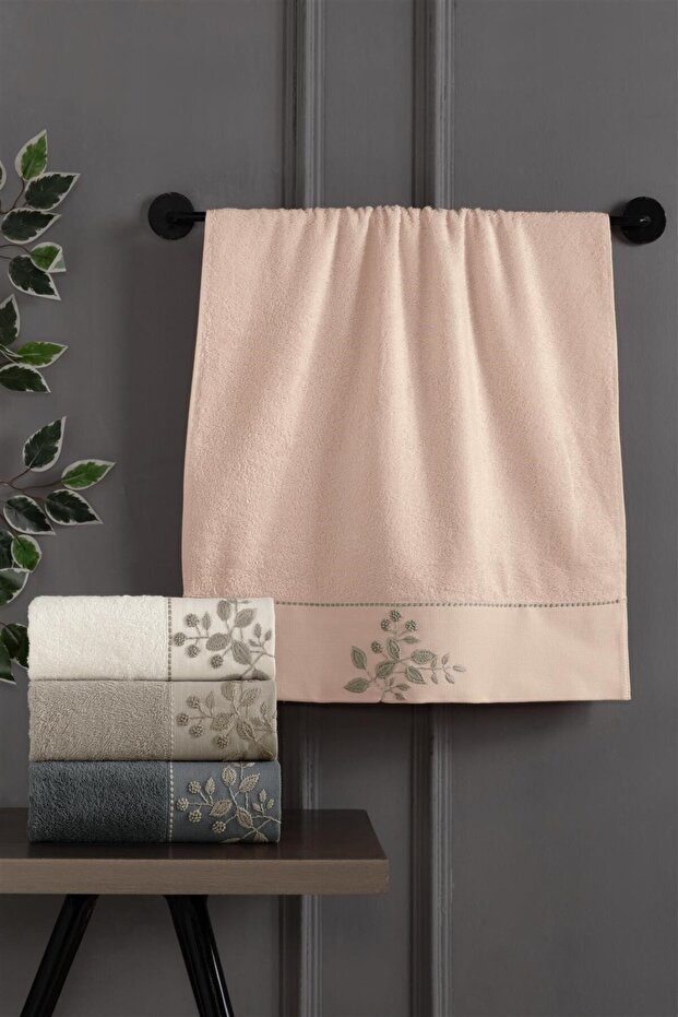 (Set of 4) Premium Bamboo 50X90Cm. Dowry 3D Embroidered Hand Face Towel (40% Bamboo)