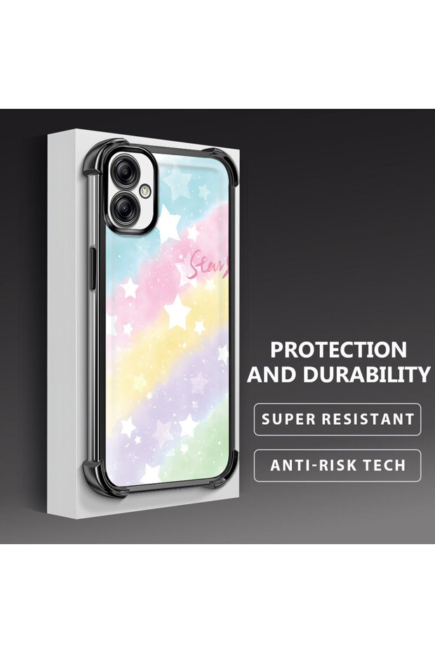 حافظة حماية من السيليكون الشفاف المتوافقة مع هاتف Samsung Galaxy A04e بأنماط قوس قزح - 4