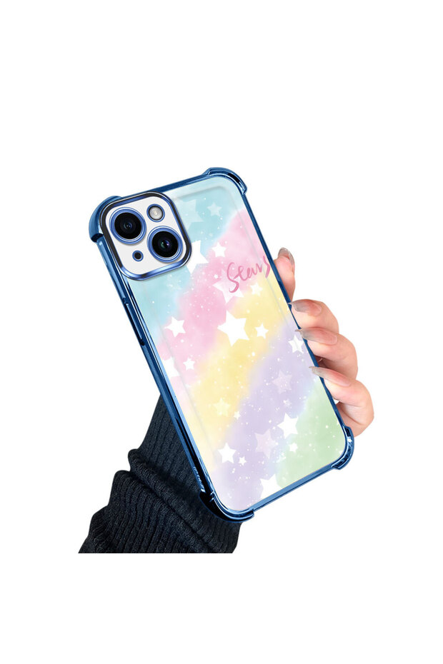 iPhone 14 Compatible Transparent Silicone Flutter Protective Case Rainbow Patterns - 3