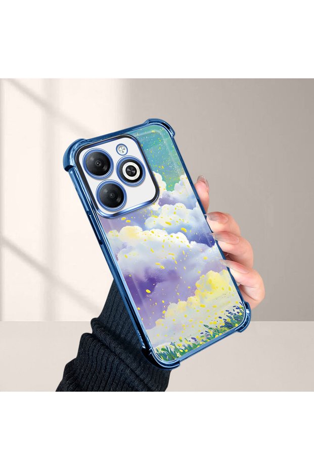 Infinix Smart 8/8 Pro Compatible Transparent Silicone Flutter Protective Case Colorful Cloud Patterns