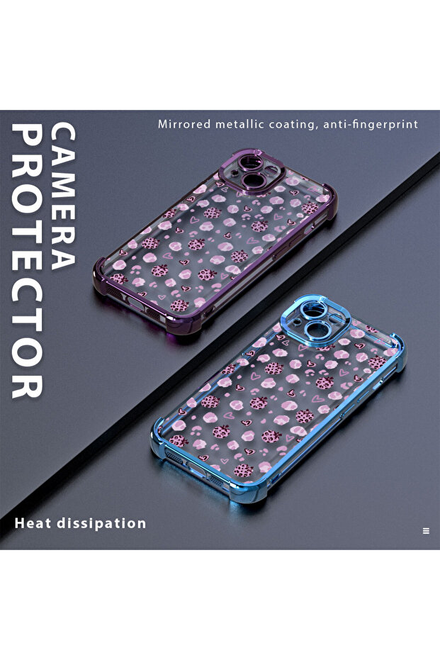 iPhone 16E Compatible Transparent Silicone Flutter Protective Case Strawberry Patterns - 8