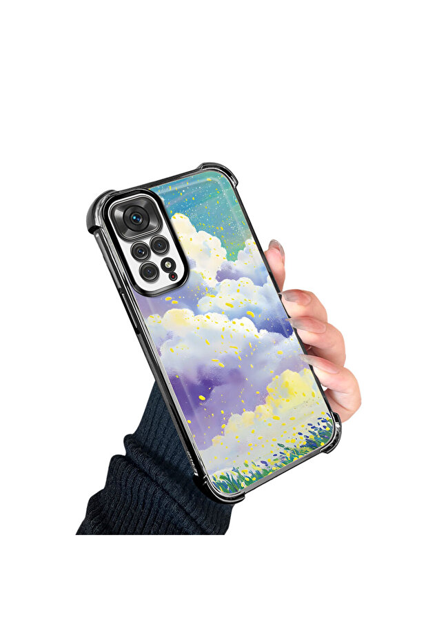 حافظة حماية من السيليكون الشفاف المتوافقة مع هاتف Xiaomi Redmi Note 11، أنماط سحابية ملونة - 4