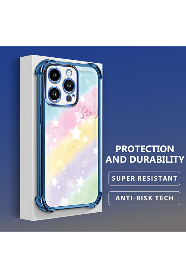 حافظة واقية من السيليكون الشفاف المتوافقة مع iPhone 14 Pro بأنماط قوس قزح - 4