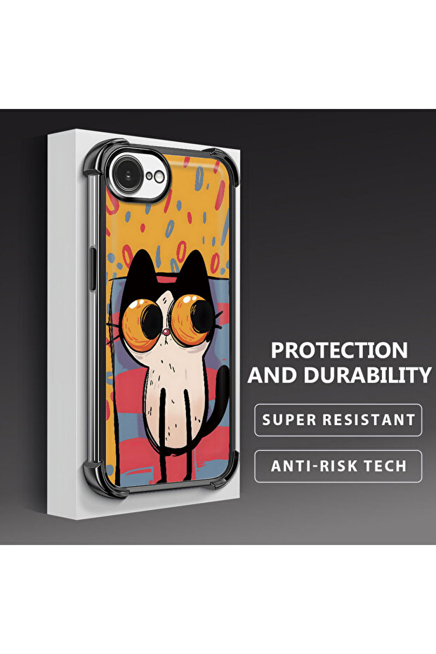 iPhone 16E Compatible Transparent Silicone Flutter Protective Case Kitten Patterns - 1