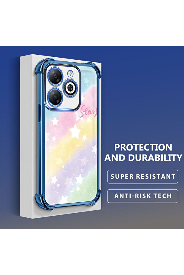 حافظة حماية من السيليكون الشفاف المتوافقة مع Infinix Smart 8/8 Pro بأنماط قوس قزح - 4